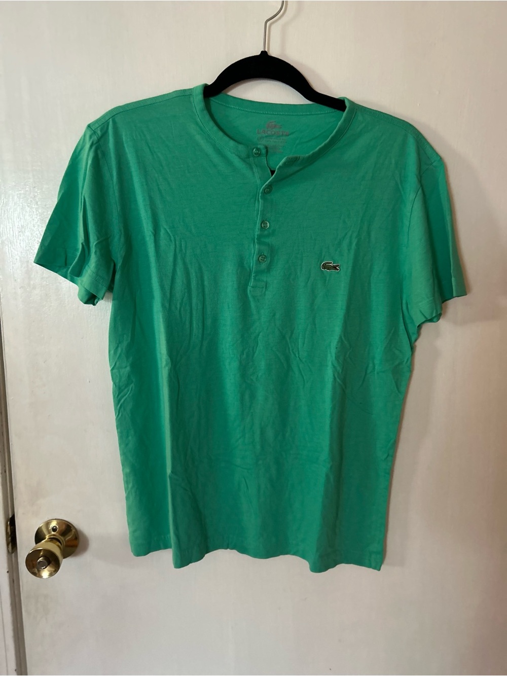 Lacoste Women's Green Short Sleeve Henley Polo